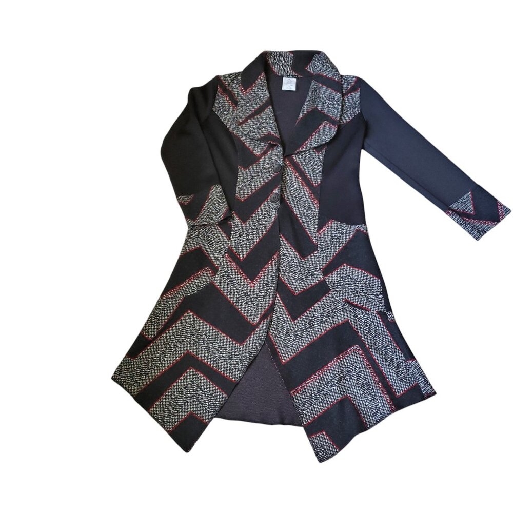 Mid-length Unique Blazer/Jacket in Black/Red/White Size Medium - Picture 8 of 11